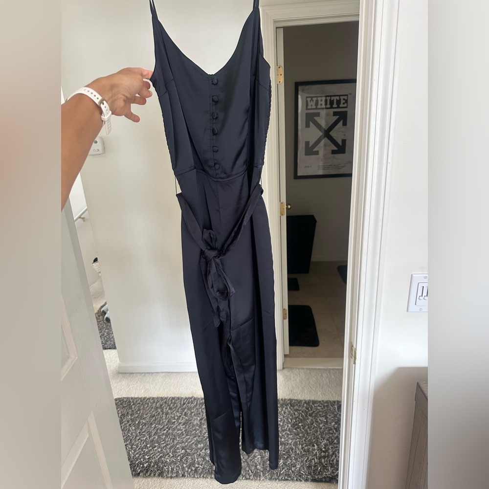 NWOT Abercrombie & Fitch Black Spaghetti Strap Belted Jumpsuit Romper